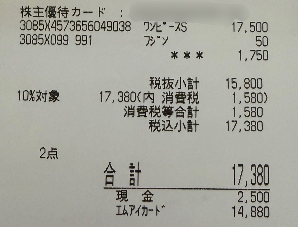 三越伊勢丹の株主優待カードを利用し、CELFORDのセールワンピースがさらに10％OFFになったレシート。